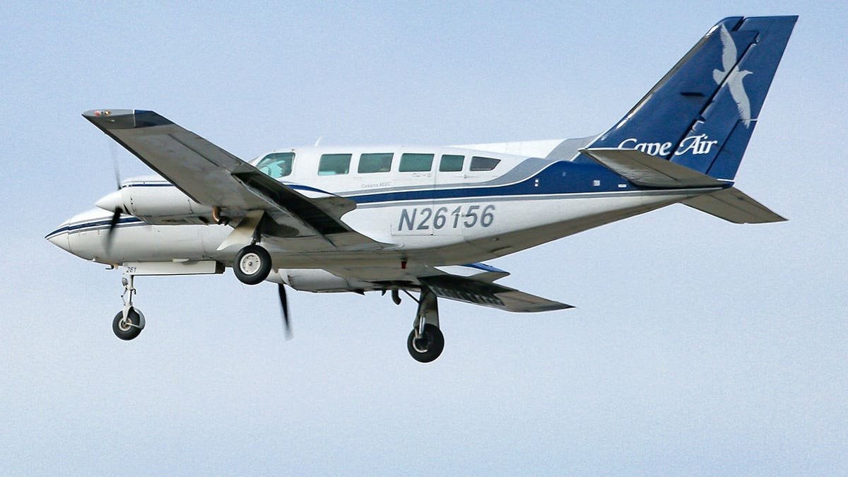 A Cape Air Cessna 402 airplane landing at John F. Kennedy International Airport in New York