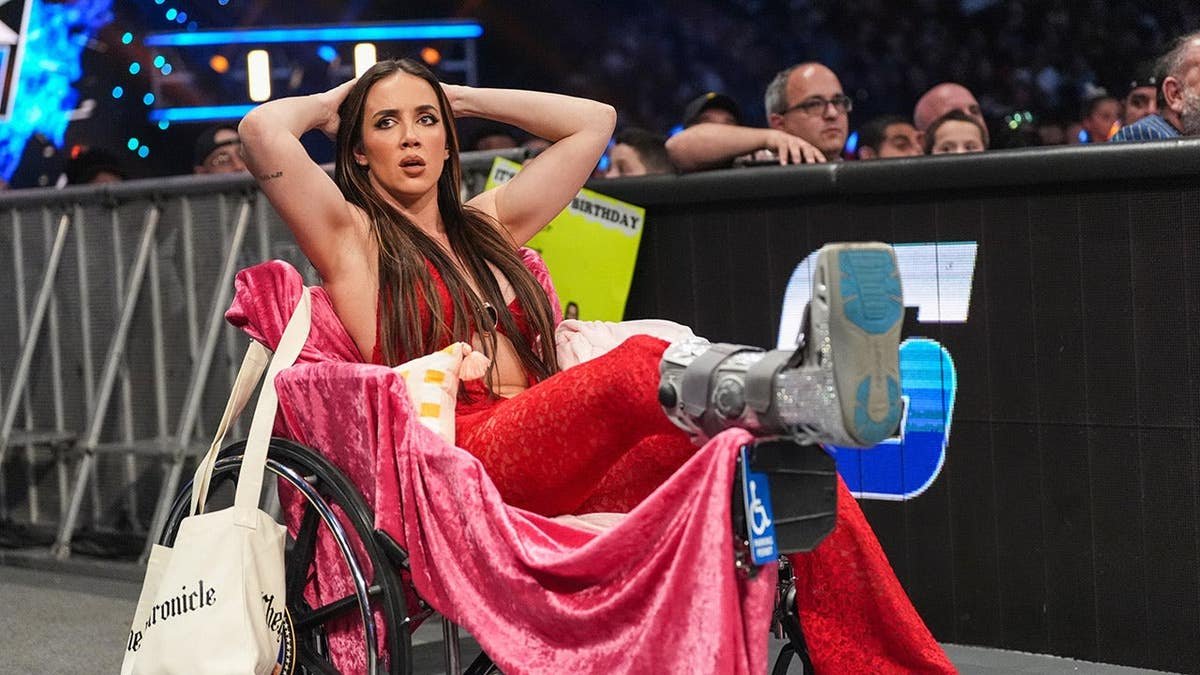 Chelsea Green looking on during SmackDown at FLA Live Arena in Sunrise, Florida