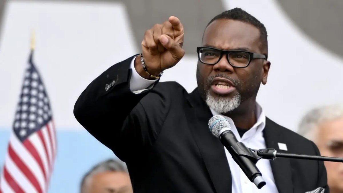 Chicago Mayor Brandon Johnson speaking at a public event