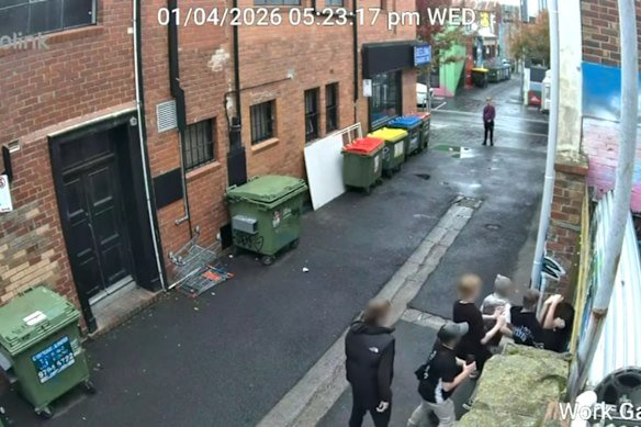A still taken from footage of the alleged assault in Geelong last Wednesday.