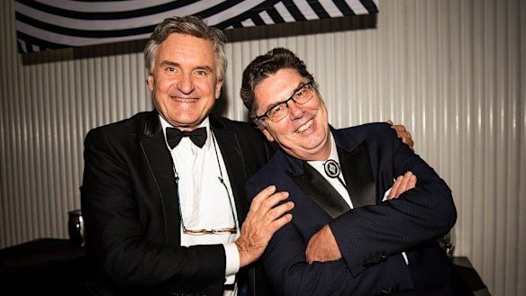 Richard Glover and James Valentine at the Andrew Olle Media Lecture in 2022.