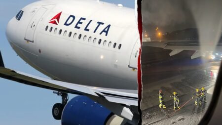 Passengers screamed ‘turn around’ as flames shot from Delta jet engine moments after takeoff