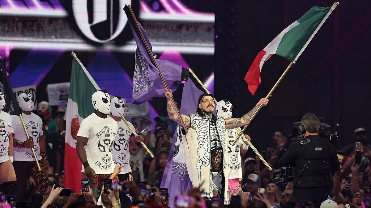Dominik Mysterio standing in wrestling ring at Allegiant Stadium in Las Vegas