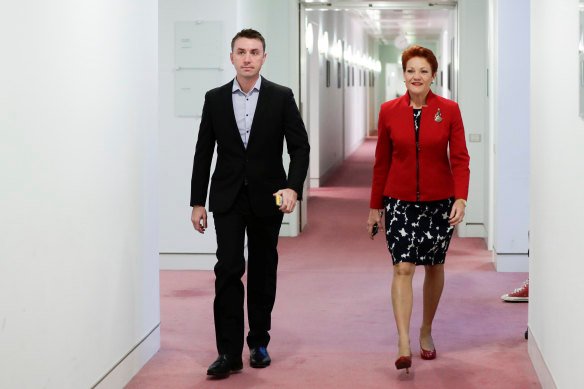James Ashby with One Nation Senator Pauline Hanson.