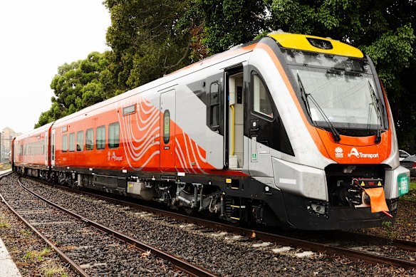 One of the first long-distance regional passenger trains at an Auburn rail maintenance centre.