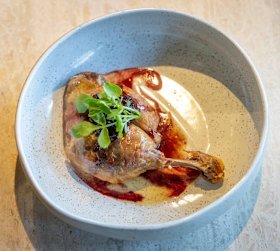 The duck leg was tender and delicately salted.
