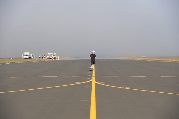 A rare chance to stride away on the tarmac of an international airport.