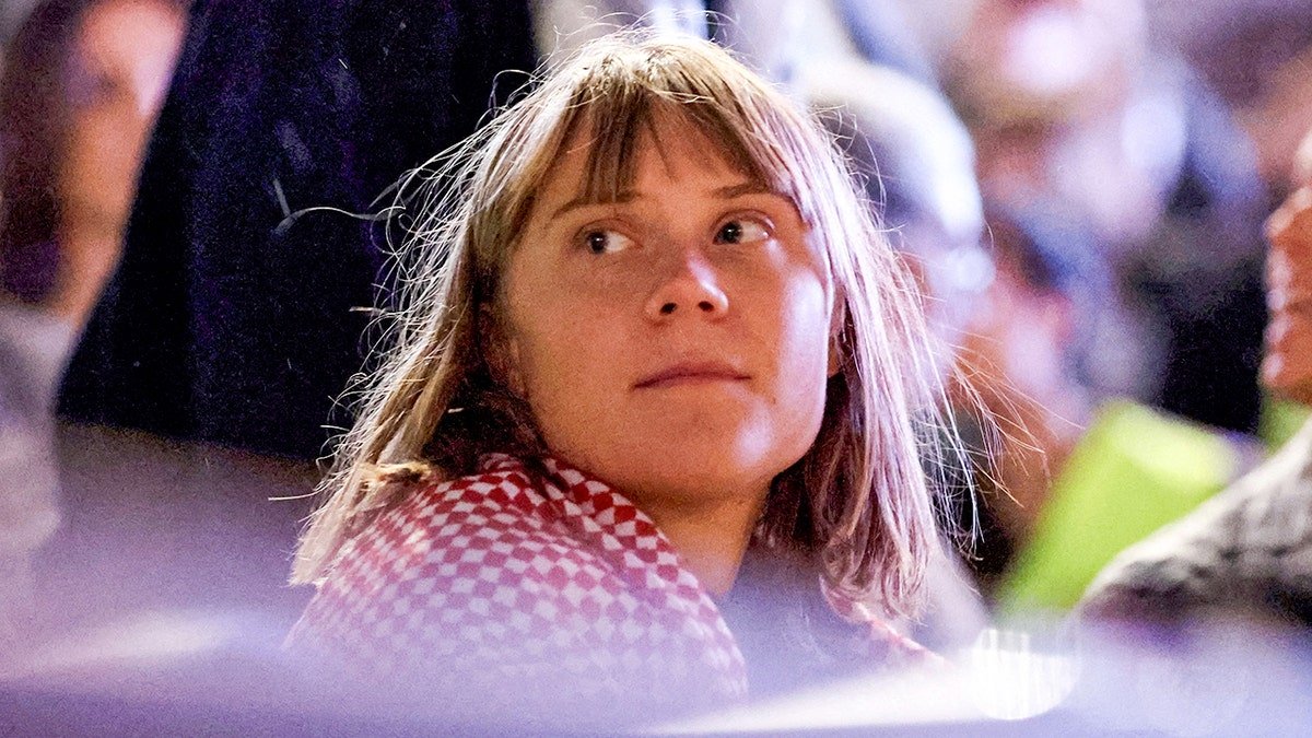 Greta Thunberg speaking at a press conference with Global Sumud Flotilla activists in Stockholm