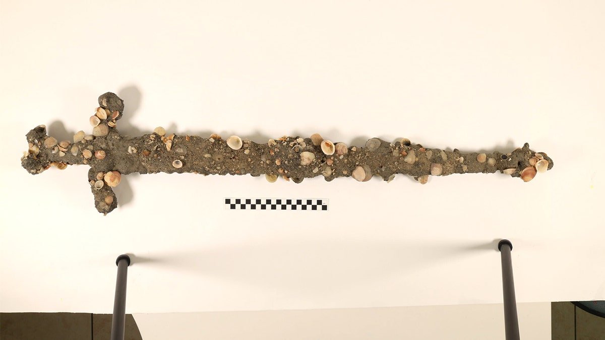 Close-up of corroded sword from the crusades