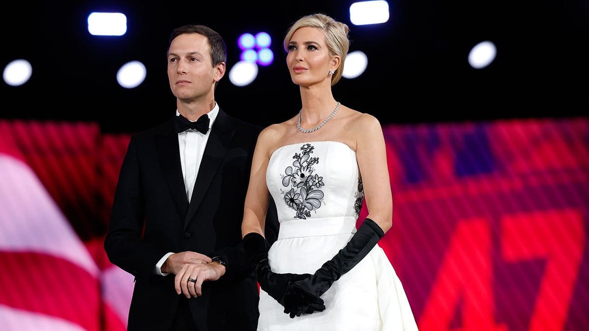 Jared Kushner and Ivanka Trump standing together at the Liberty Inaugural Ball in Washington, D.C.