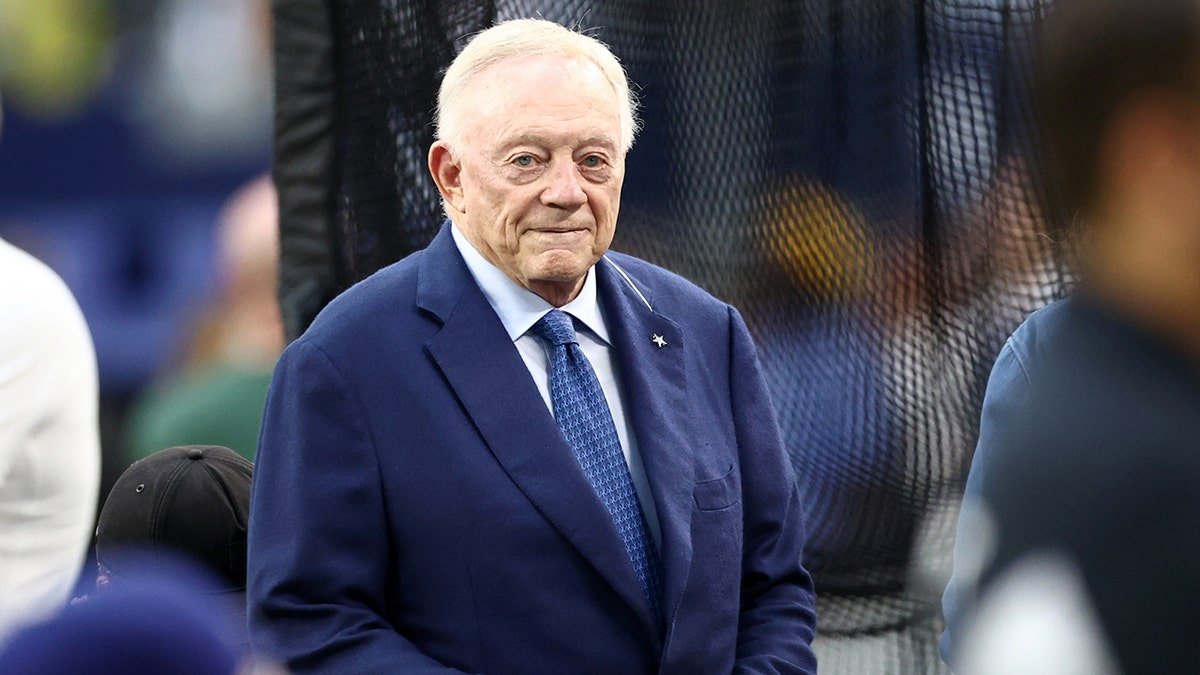Dallas Cowboys owner Jerry Jones looking on at AT&T Stadium