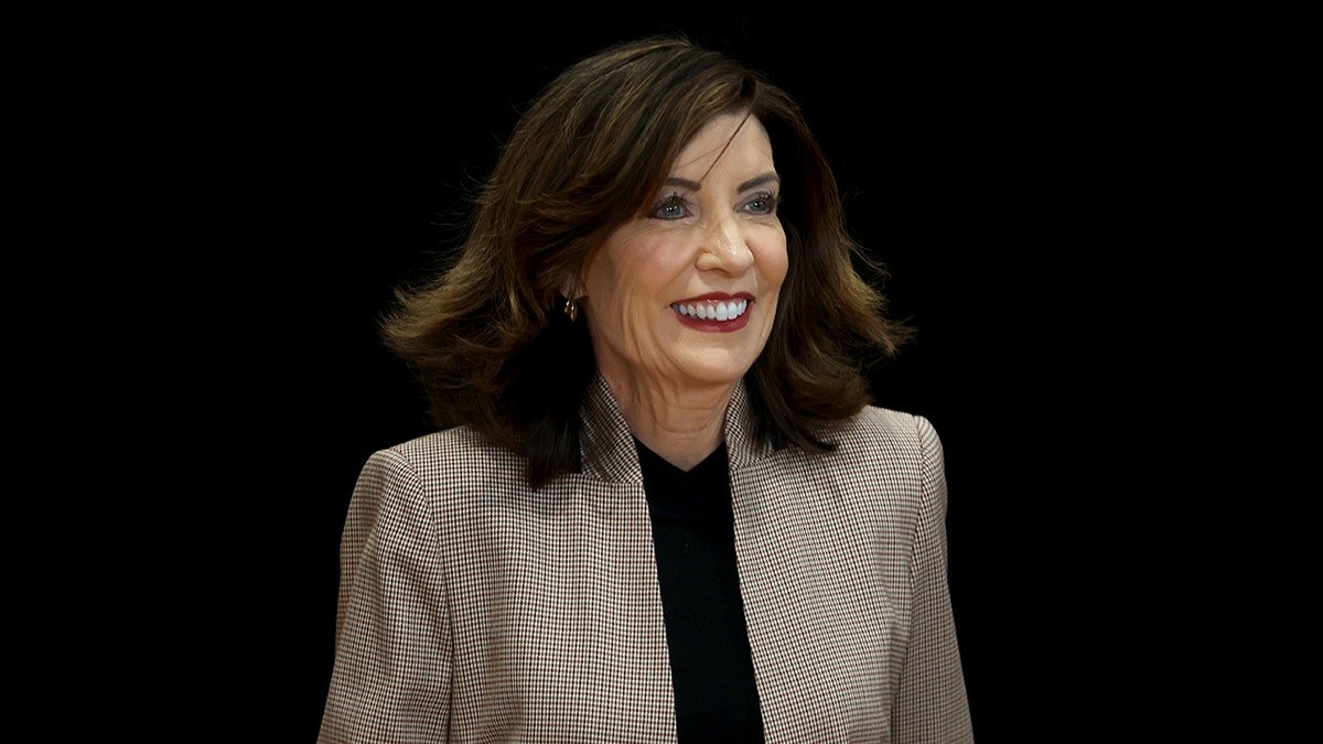 New York Governor Kathy Hochul standing with New York City Mayor Zohran Mamdani at an event in Brooklyn