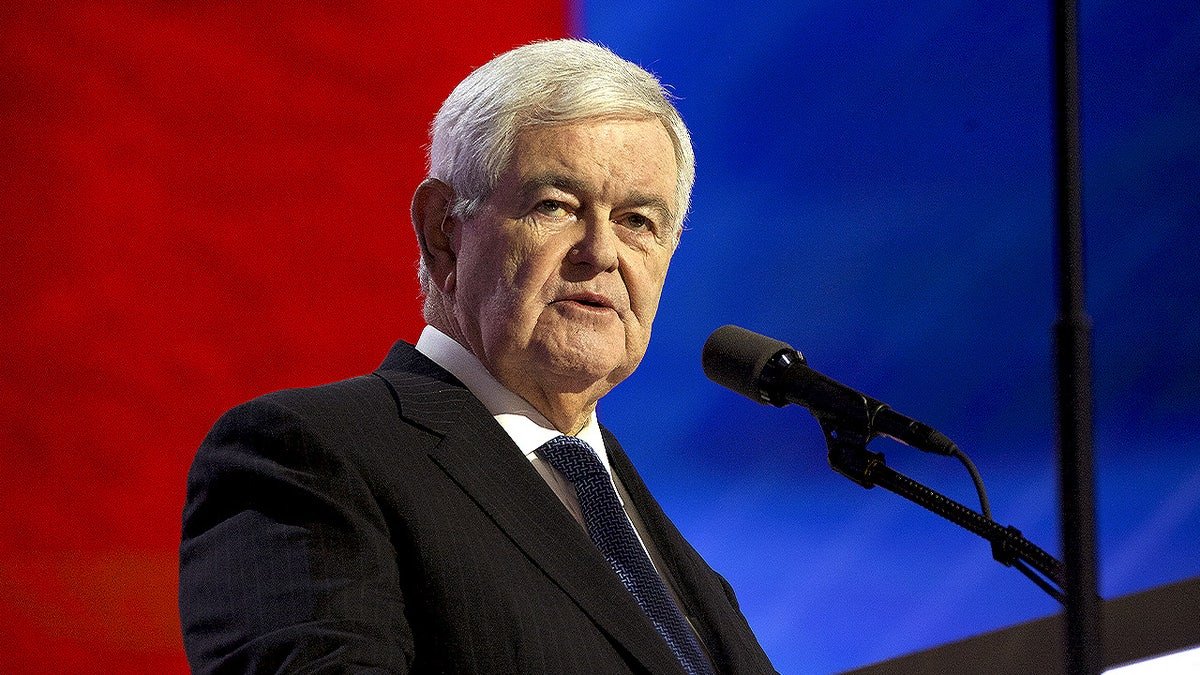 Former House Speaker Newt Gingrich speaking at the 2024 RNC
