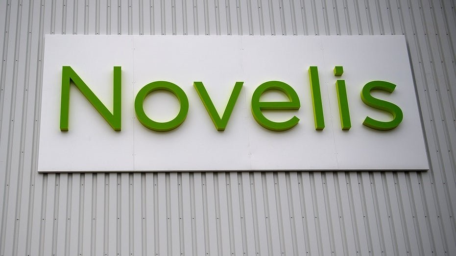 "Novelis" can be read on the facade of the factory building of the company's recycling center.