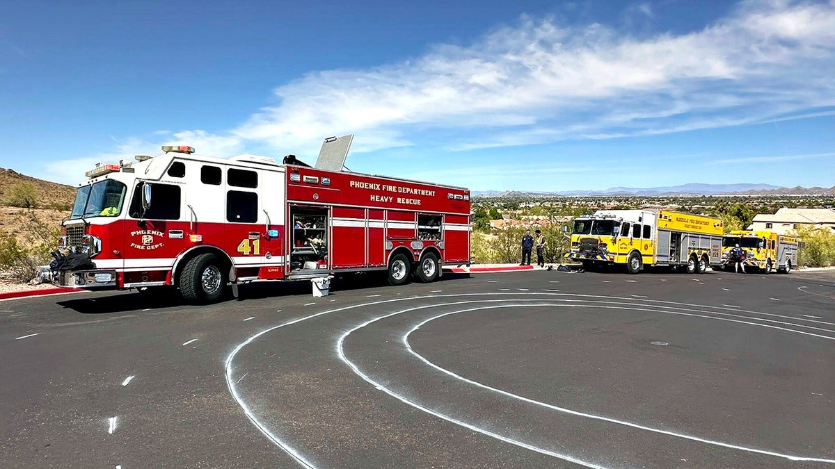 fire trucks parked on street