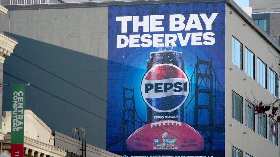 A Pepsi banner for the Super Bowl