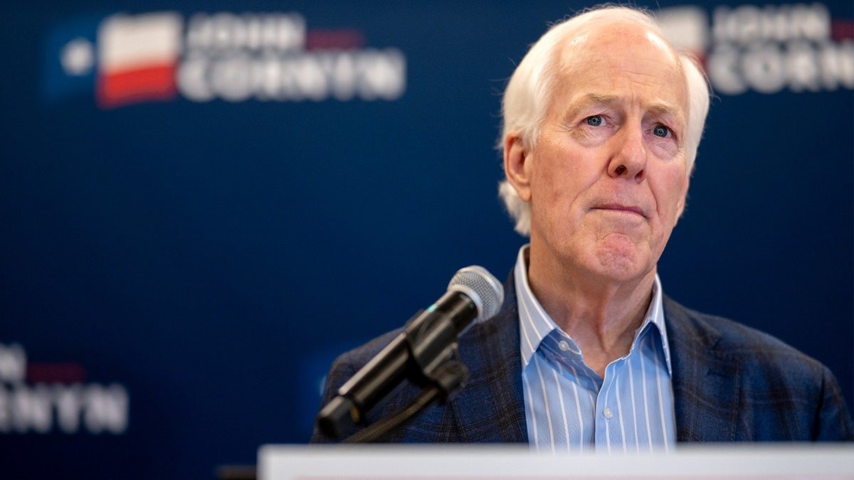 Sen. John Cornyn speaking to media at Austin Marriott Downtown in Austin Texas
