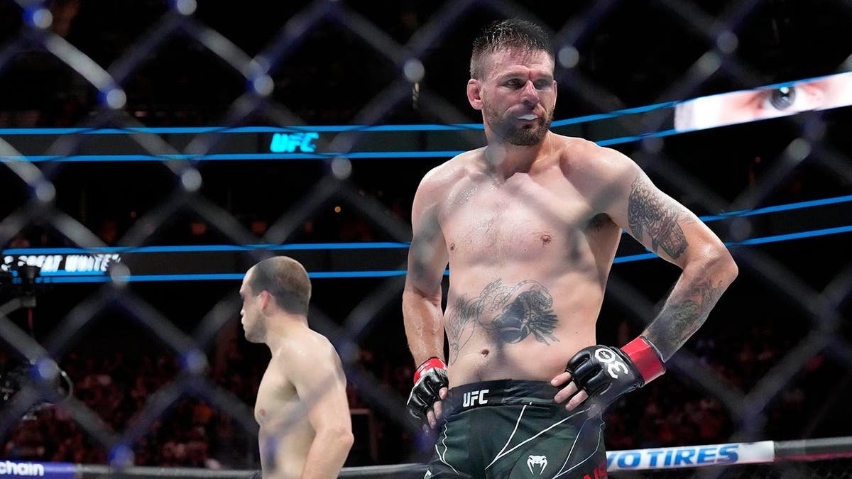 Tim Means reacts after a loss to Alex Morono in a UFC welterweight bout