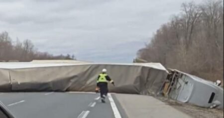 No injuries after transport truck collides with SUV on Highway 403: ‘Truly a miracle’