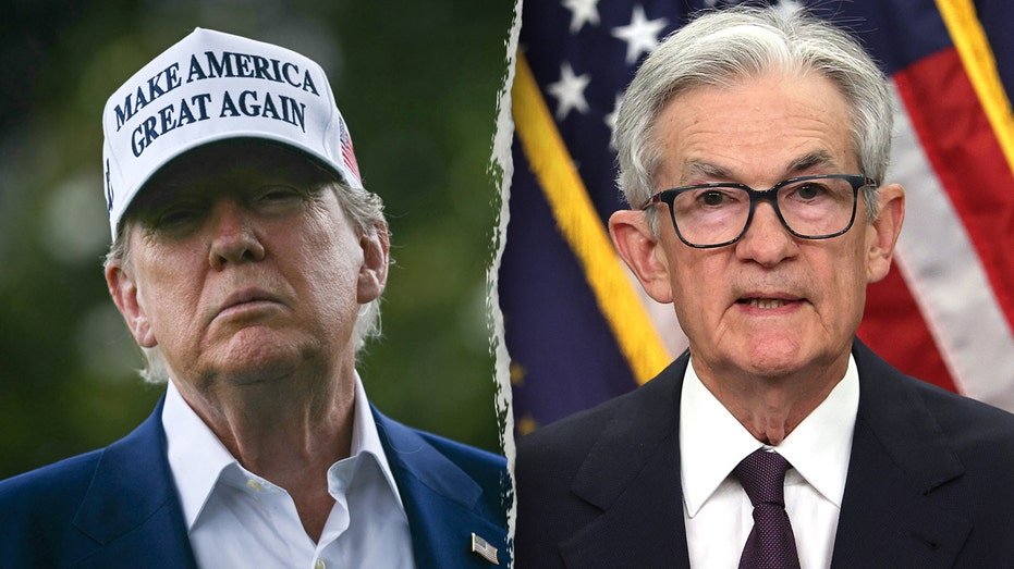 Left: President Donald Trump; Right: Fed Chair Jerome Powell