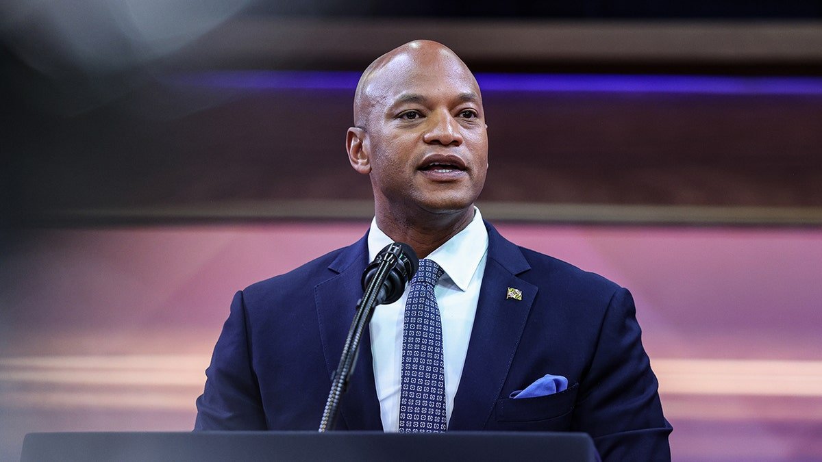Wes Moore speaking during an announcement at the White House South Court Auditorium