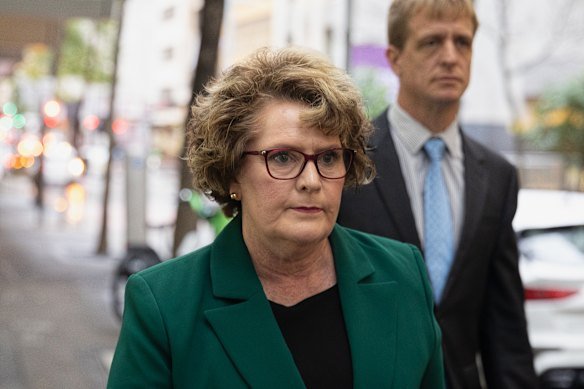 City of Parramatta’s Angela Jones-Blayney leaving ICAC on Thursday.
