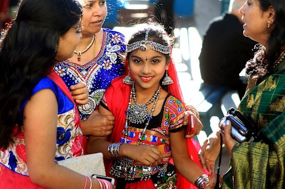 Participants at a festival paying homage to Ganesh at Liverpool.