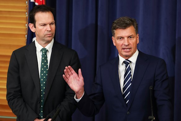 Nationals leader Matt Canavan and Liberal leader Angus Taylor.