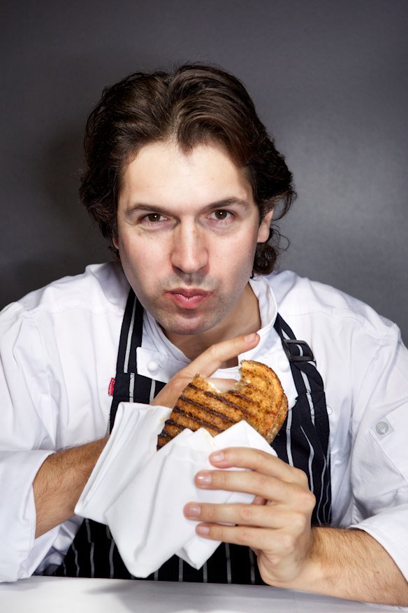 Ben Shewry back in 2012 posing for a story for Epicure in The Age on what chefs eat when no one is around.