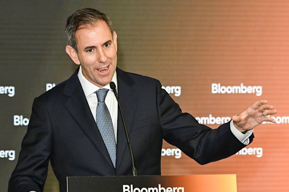 Treasurer Jim Chalmers at a Bloomberg investor event in Sydney on Tuesday.