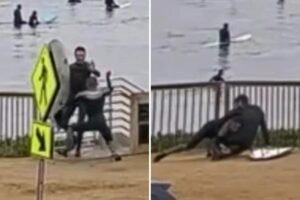 Insane brawl breaks out between Santa Cruz black belt surfer and bodyboarder over petty lineup gripe