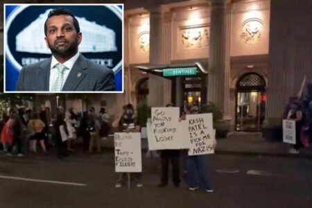 Protestors swarm Oregon hotel where FBI Director Kash Patel was supposedly staying while attending funeral Protestors swarm Oregon hotel where FBI Director Kash Patel was supposedly staying while attending funeral
