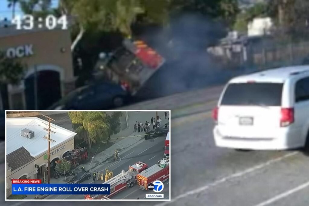 Jaw-dropping moment massive fire truck barrels into Sunland building Jaw-dropping moment massive fire truck barrels into Sunland building