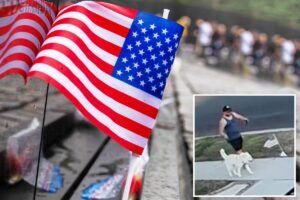 Outrage after man caught kicking American flag on Memorial Day while walking his dog in Orange County Outrage after man caught kicking American flag on Memorial Day while walking his dog in Orange County