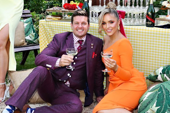 Melbourne Cup ambassadors Justin McKeone and Olivia Molly Rogers in November 2020.