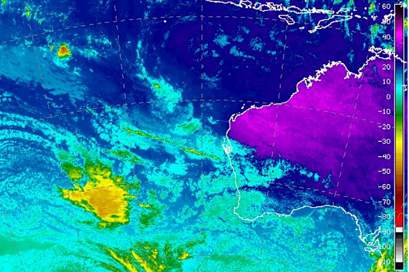 The cold front moving towards the state’s coast.