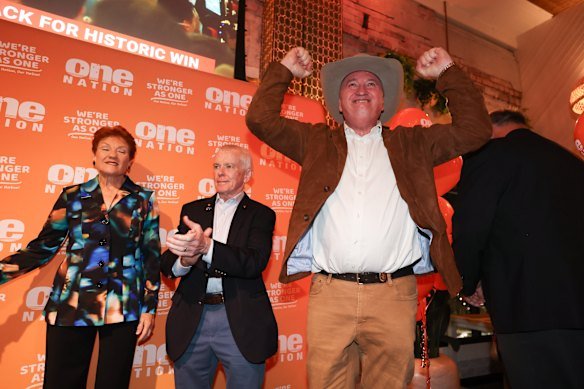 Barnaby Joyce at the One Nation election party at The Bended Elbow Hotel.