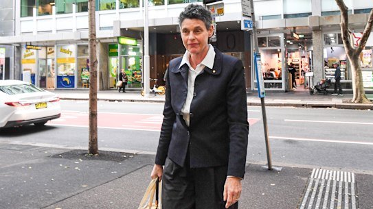 Deborah Conway outside the Royal Commission into Antisemitism and Social Cohesion on Monday.
