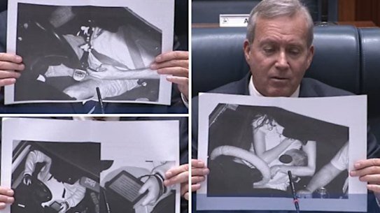 Whitby held up images of the worst of driver behaviour in parliament while discussing the reasons the AI cameras were here to stay. 