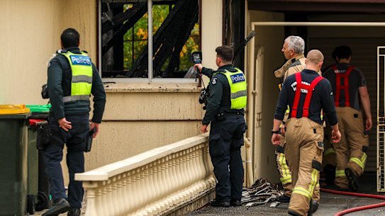 Police are investigating a suspicious fire at 44 Fitzgerald Rd in Essendon.