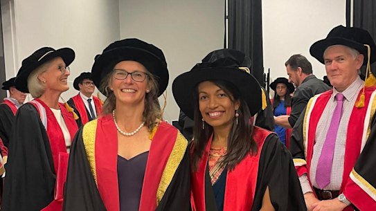 Royal Australasian College of Physicians (RACP) president Professor Jennifer Martin (left), with RACP president-elect Dr Sharmila Chandran in a file picture.