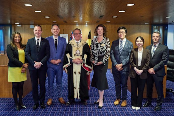 Councillors Raj Doshi, Liam Gobbert, Adam Pacan, Lord Mayor Bruce Reynolds, Catherine Lezer, Viktor Ko, Lisa Ma and Chris Patton. Deputy Lord Mayor David Goncalves is not pictured.