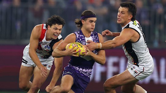 Murphy Reid is one of the Dockers’ stand-out players, and will be key to their battle with Brisbane next weekend.