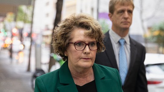 City of Parramatta’s Angela Jones-Blayney leaving the ICAC on Thursday.