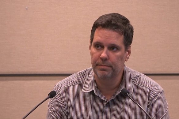 Status Signs director Rhys Carmady giving evidence at the Commission of Inquiry in Cairns on Friday.