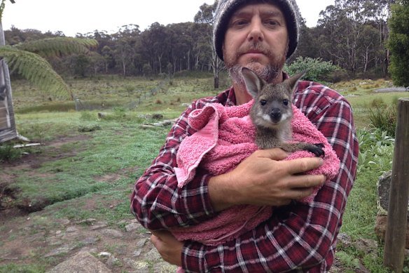 Peter Day, president of Badgerys Creek Wildlife Sanctuary, on his property. He fears for his family’s safety after giving evidence to a senate inquiry.
