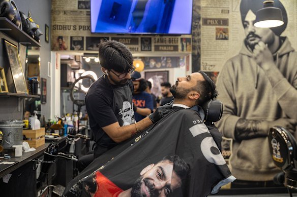 The PBX1 barber shop in Wentworthville was named after the debut album of influential Punjabi rapper Sidhu Moose Wala, who was shot dead in 2022. 15th March 2026.