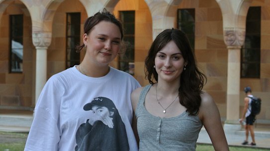 First-year students at the University of Queensland Ciara (left) and Izzy (right) agreed with concerns raised by their peers about new exam timetabling.