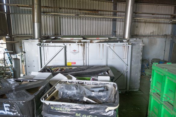 The controlled pyrolysis furnace at Recycal’s Ringwood plant. 
