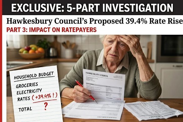 An AI-generated image used by the Hawkesbury Gazette as part of its coverage of the local council.